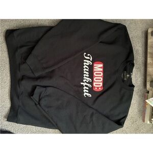 Black 'Mood: Thankful' Sweatshirt men’s crew neck